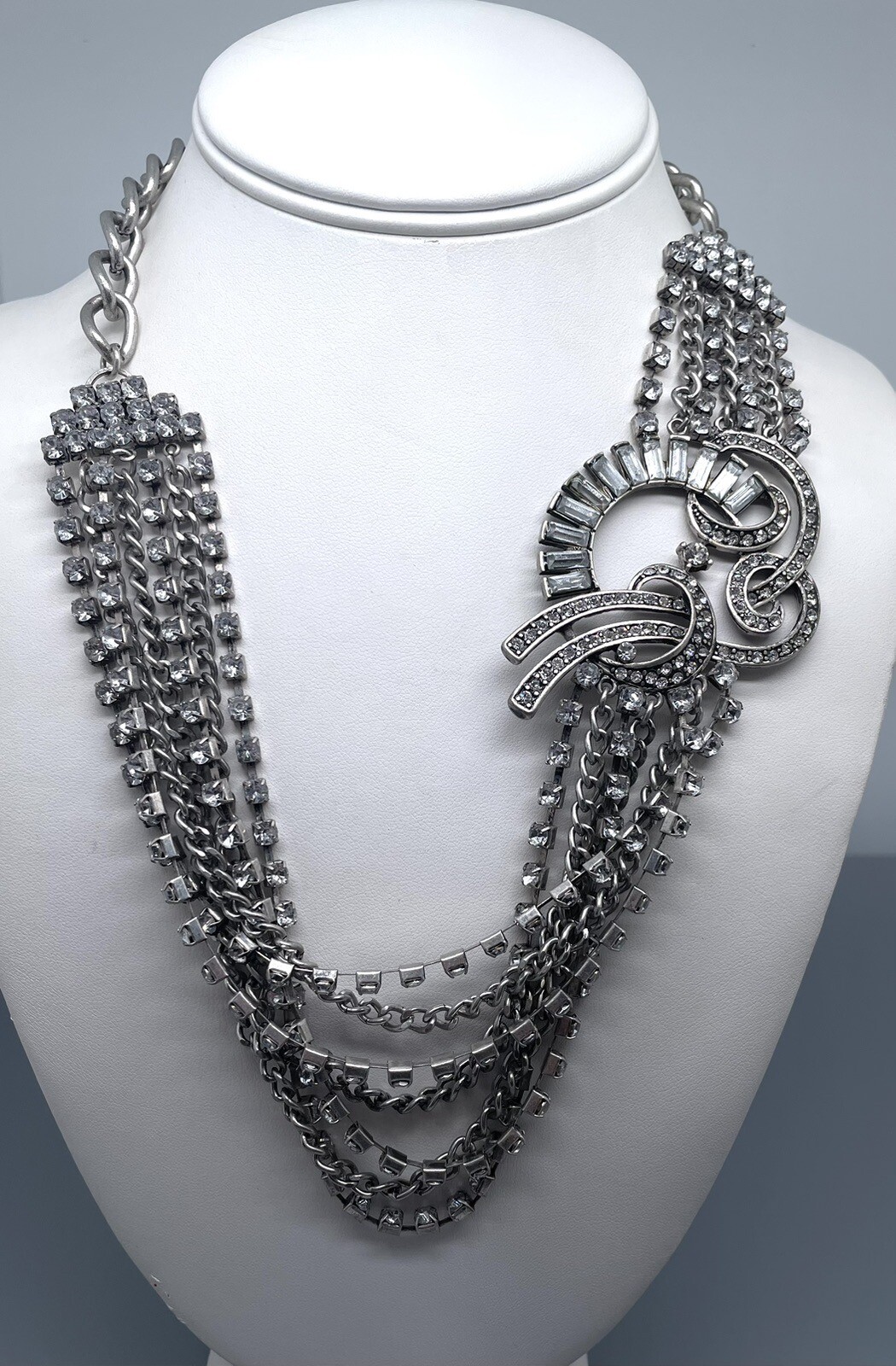 Robert Rose Cable Chain Rhinestone Statement Neck… - image 3