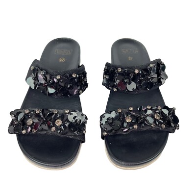 Ash Size 37 Slide Sandals Oman Flowers Embellished Shoes Women's US 6.5-7