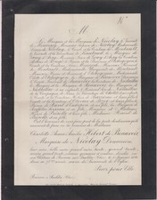 1890 Faire-part décès Marquise de NICOLAY née Amélie HÉBERT de BEAUVOIR.