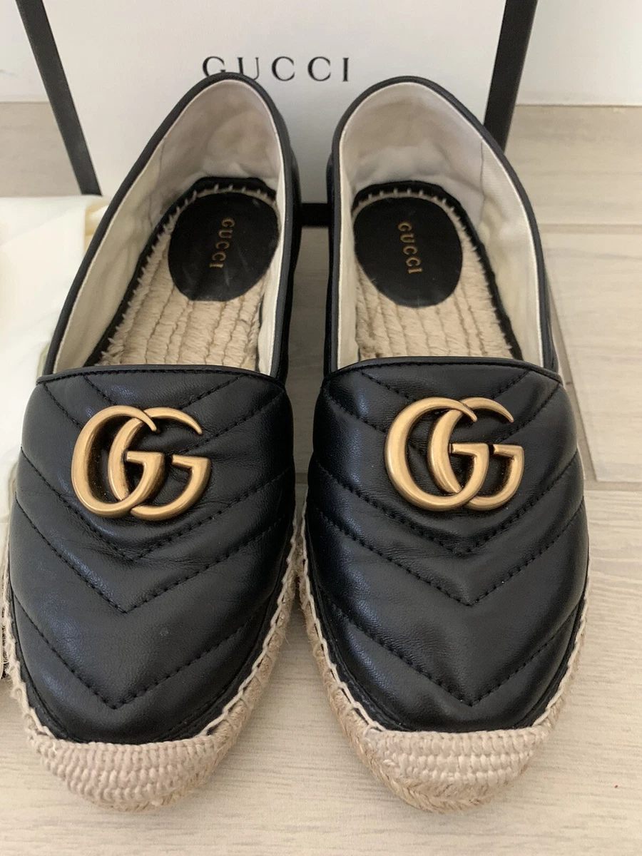 Gucci Black Leather Espadrilles 7.5 / EU 37.5  Leather espadrilles, Black  leather espadrilles, Black leather