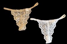 Lot of 2 VAN DALE RAMPAGE Lace Sparkle Nylon String Bikini Panties M NOS