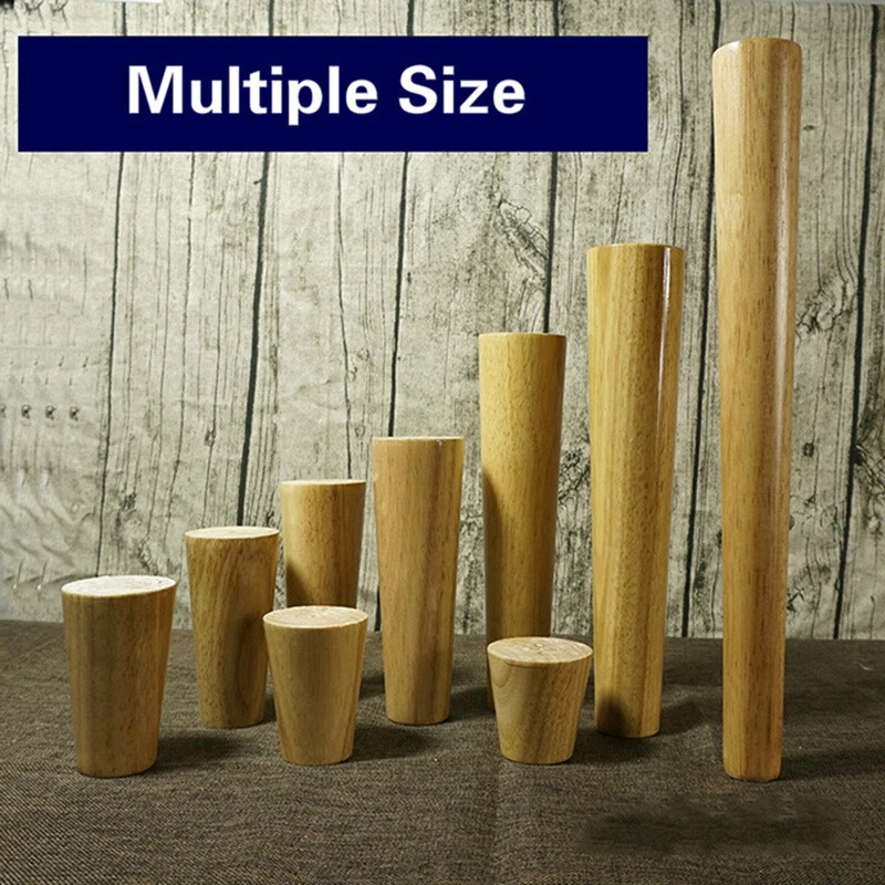 4PC 10-45cm Solid Wood Furniture Legs Inclined Cone Sofa Bed Cabinet Table Chair - Image 2 of 4