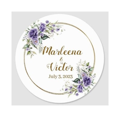 Lavender Watercolor Flower Wedding Edible Image, Personalized Oreo Sticker