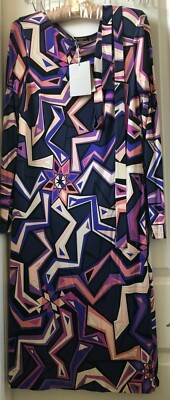 NWT Emilio Pucci dress purple blue with belt size US 12 Silk | eBay