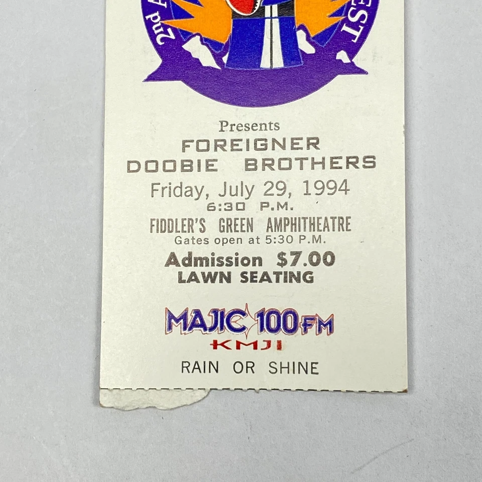 Doobie Brothers Foreigner Concert Ticket Stub 1994 Le Peep Restaurant Ad Denver - Image 3 of 4