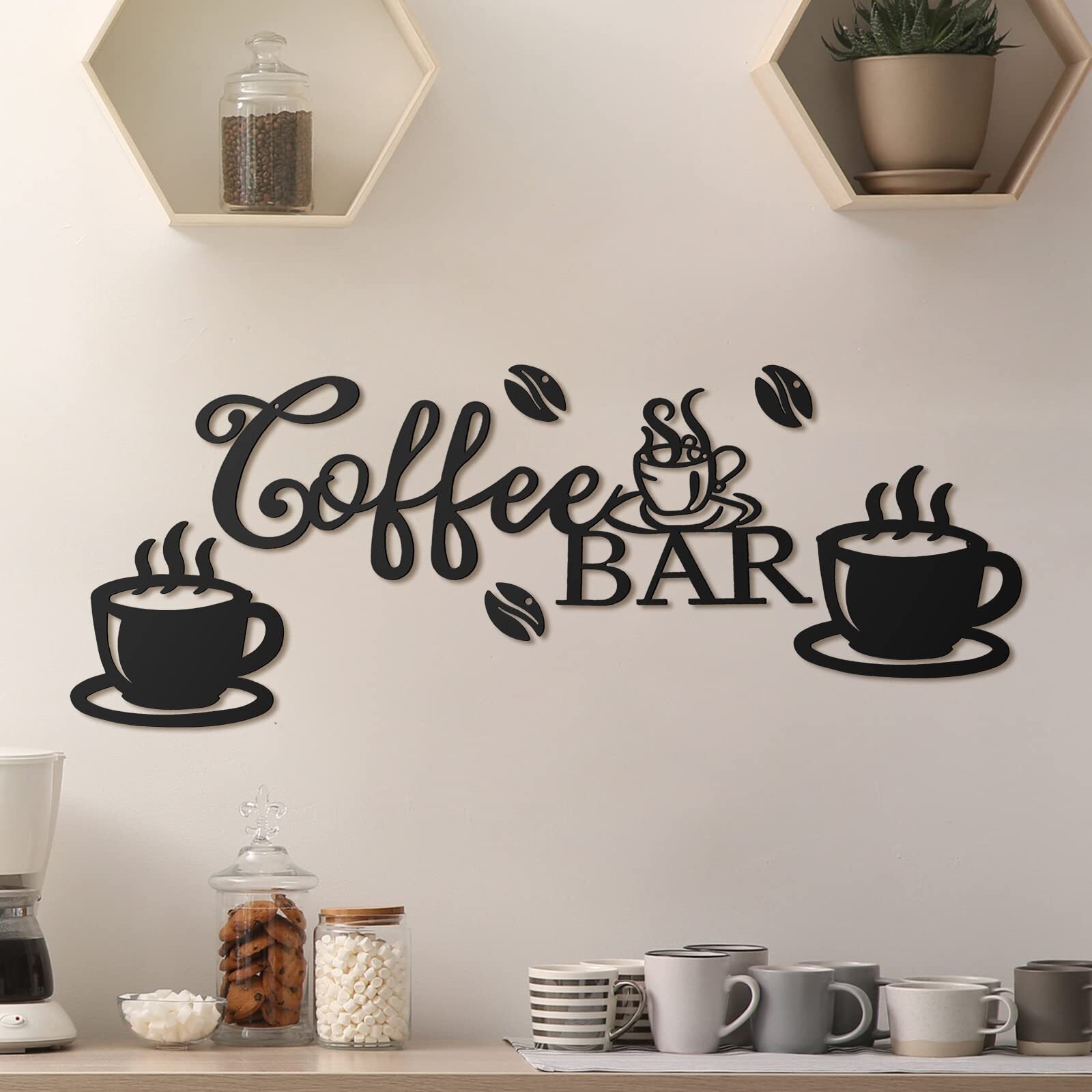 Coffee Bar Rustic Metal Sign Rustic Coffee Bar Hanging Wall Decor Coffee Sign...