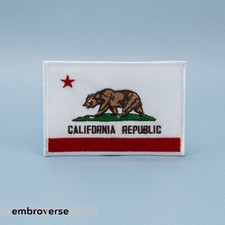 California State Flag Patch, Embroidered Grizzly Bear, Iron on, 4 x 2.8 inches