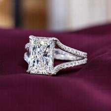 Wedding Ring 950 Platinum 4 Carat E F  VVS2 I...