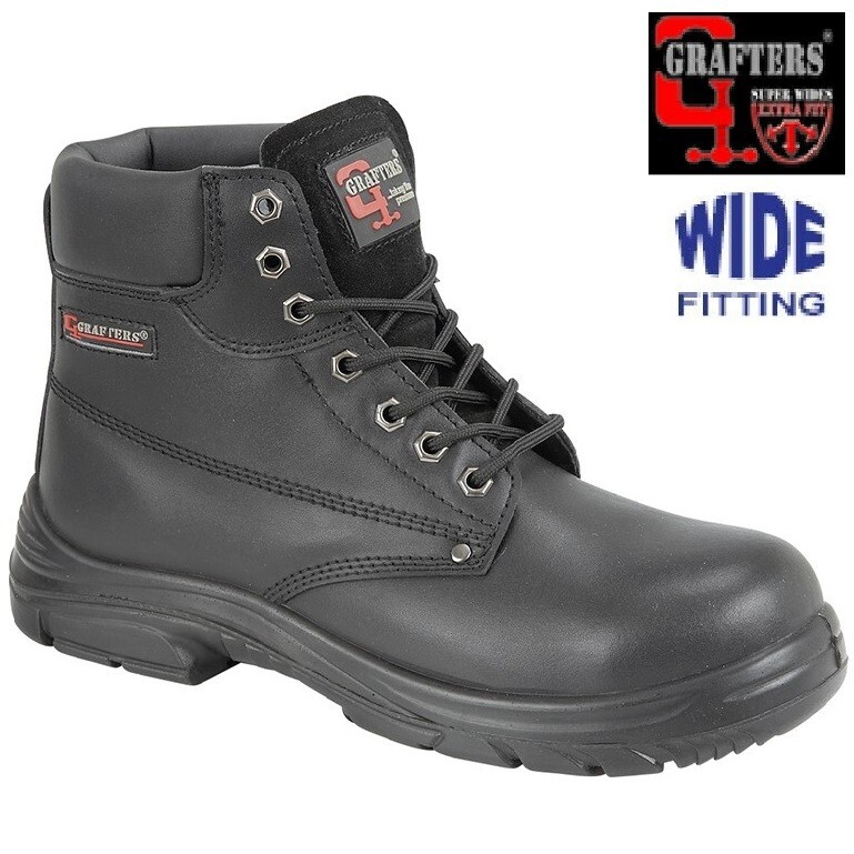 BOTAS DE SEGURIDAD PARA HOMBRE GRAFTERS DE AJUSTE EXTRA ANCHO CON PUNTA DE ACERO ZAPATOS DE SENDERISMO TALLA REINO UNIDO