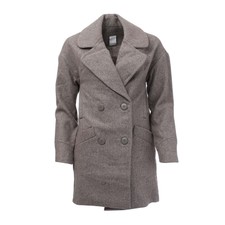Women's Coat Elle Wool Reefer Button Up Double Breasted Jacket In Grey