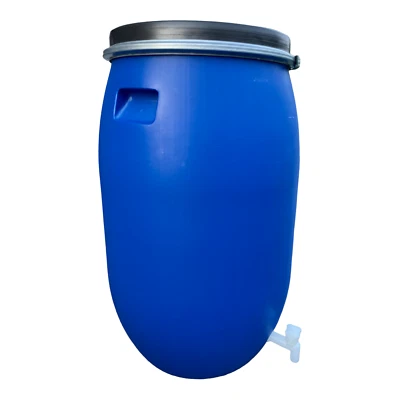 Regentonne Weithalsfass 220l Regenfass Kunststoffbehälter blau mit Wasserhahn