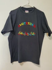 Amsterdam Cotton Crew T Shirt Adult Large Embroidered Bicycles by B&C 150