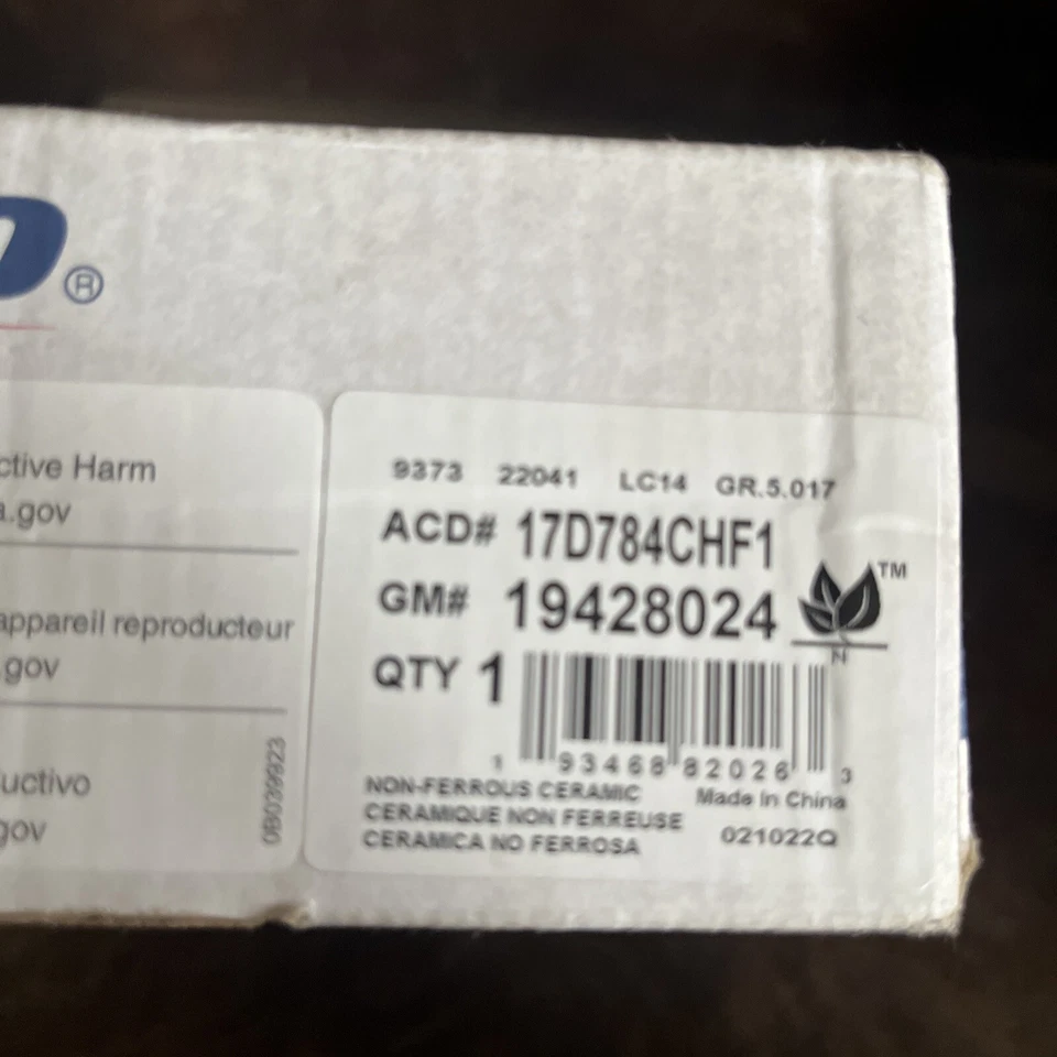 Pastillas de freno de disco originales ACDELCO 17D784CHF1 GM #19428024 Foto 2 de 4