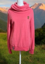 Naketano Hoodie Women Size Med Sweatshirt Pullover Fleece Lined Cowl Neck Coral