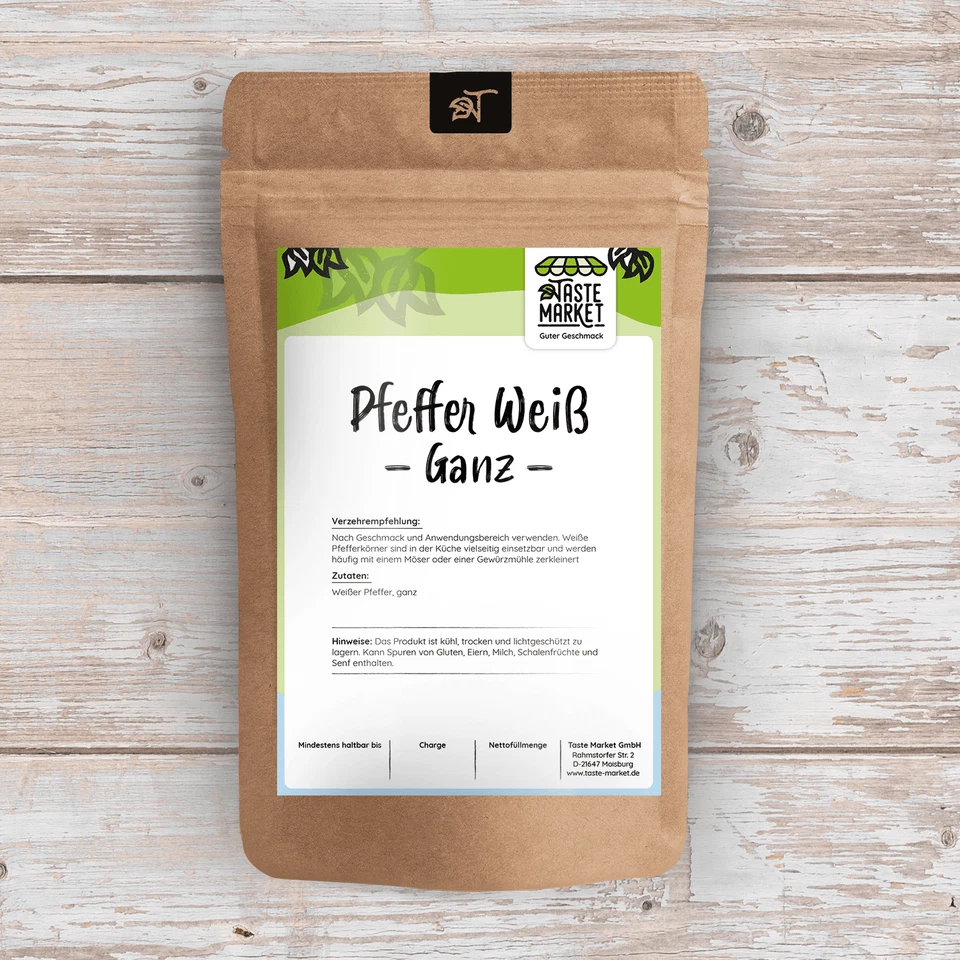 Pfeffer weiß ganz | GRÖSSENAUSWAHL weißer ganzer Pfeffer | Pfefferkörner | - Bild 3 von 4