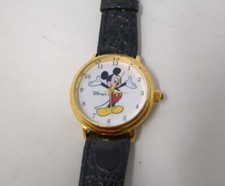 Walt Disney Mickey Mouse Girls / Women Thin Wrist Watch Leather Band VTG