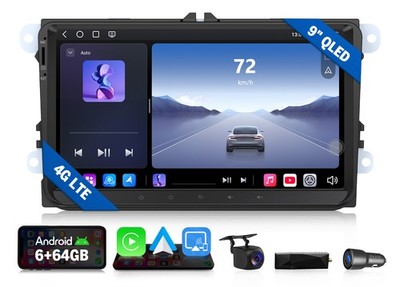 DAB+ Android Autoradio 9''QLED 6+64 für VW Golf 5 6 Passat B6 B7 GPS Navi CarPlay