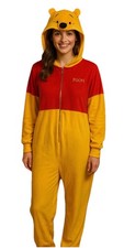 Disney Winnie the Pooh Suit Hooded Zip Costume Adult One Piece Pajamas Lg 12-14
