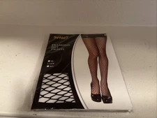 Spirit Black Lace Top Diamond Net Garter Tights Size S/M New