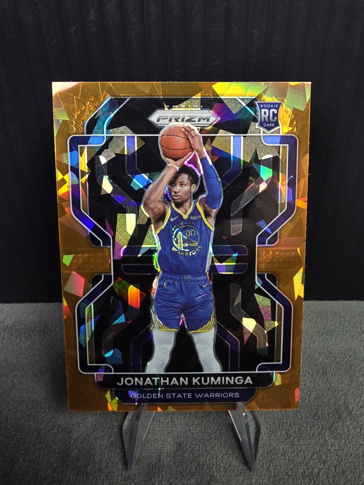 2021-22 Panini Prizm #307 Jonathan Kuminga Orange Cracked Ice Rookie RC A-1-2