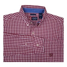 Chaps Red White Gingham Check Button Down Dress Shirt M Easy Care