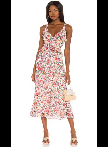 ASTR the Label Mahalia Blue and Orange Floral Dress, Size X-Small
