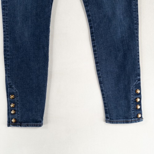 Pantalones de mezclilla LOFT 8/29 azules ajustados detalle de tobillo tiro medio elásticos 5 bolsillos informales - Imagen 3 de 10