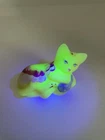 Fenton Uranium Burmese Glass Cat Figurine Playful Kitty Kitten Hand Painted 3"