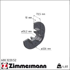 2x Zimmermann 600.3220.52 Bremsscheibe für VW SEAT GOLF PASSAT VENTO CORRADO