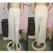 Ellen Weaver Crochet Beach Party Pants Size M Coverup High Rise Fishnet Resort