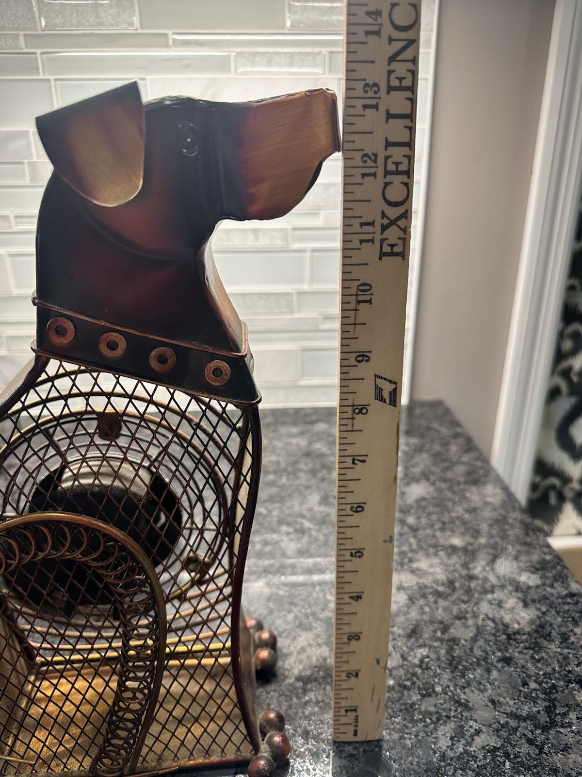 Deco Breeze  Standing Copper Finish Dog Electric Fan 13” Tall