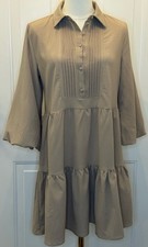 NA-KD Tan Oversized Tiered Peasant Dress Great Staple Dress Multi Occasion
