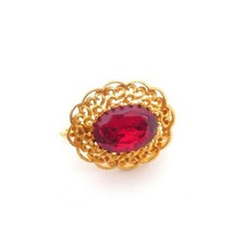 VINTAGE RED RHINESTONE BUCKLE OR SCARF SLIDE