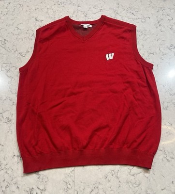 Cutter & Buck Wisconsin Badgers Red Sweater Vest Mens XL Logo Golf