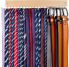 Belt and Tie Organizer for Closet, Tie and Belt Rack Wall Mounted with 20 Storag