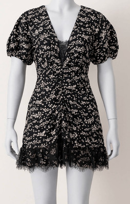 Elisabetta franchi abito Donna womens medium floral mini black cream blossoms