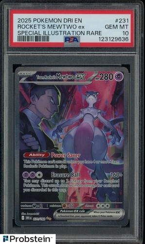 2025 Pokemon Dri En Special Illustration Rare #231 Rocket's Mewtwo Ex PSA 10