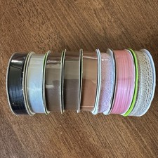 8 Piece Craft Ribbon Lot Assorted Colors Pinks Browns Black Grey New Sealed