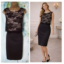 Wallis Black Lace Pencil Dress Size 18 Bodycon Occasion Scuba Midi