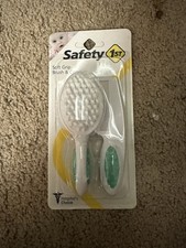 Safety 1st Soft Grip Brush  Comb Set White Green Comfortable Handle Dual Colors