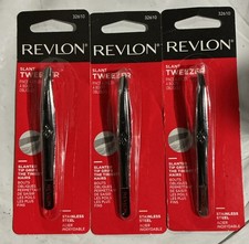 Revlon 32610 Slant Tweezer Stainless Steel lot of 3