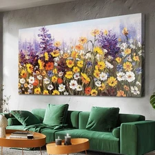 Ardemy Flowers Wall Art Canvas Daisy Colorful Picture Modern Landscape Wildfl...