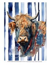 Patriotic Cow | A4 Rice Paper | Paper for Decoupage | Decoupage Central