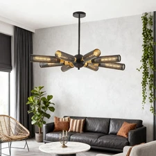 Black Gold 8 Light Pendant Ceiling Chandelier Kitchen Island Fixture Farmhouse