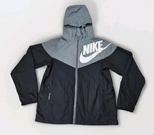 Nike Jacket Youth XL Black/Grey Sportswear Full Zip Windrunner Hooded Big Logo