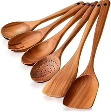 Vensure Wooden Spoons for Cooking 6-Piece, 12 Inch Wooden Kitchen Utensil Set...