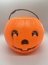 Vintage 1985 Halloween Blow Mold Pumpkin Bucket Collectible Cool! Made In USA!