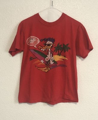 Vintage 80s DIZZY DUCK OP OCEAN PACIFIC SURFER SURF BEACH Red Shirt Medium