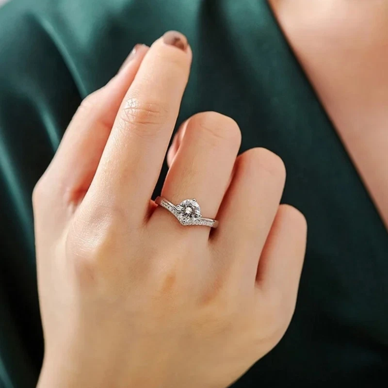 Verlobungsring 925 Silber plattiert Damen Ring Stein Zirkonia 1ct verstellbar - Bild 2 von 4