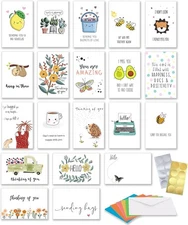 Thinking of You Cards with Greetings Inside. Set 20 Unique multicolor 